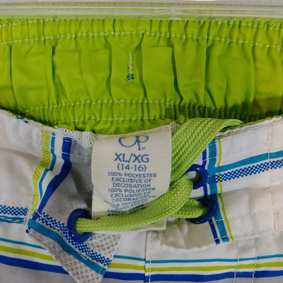 Short De Bain OP Pour Garçon, Taille 2XL (W28 L12), Motif Poisson, Couleur Vert Lime